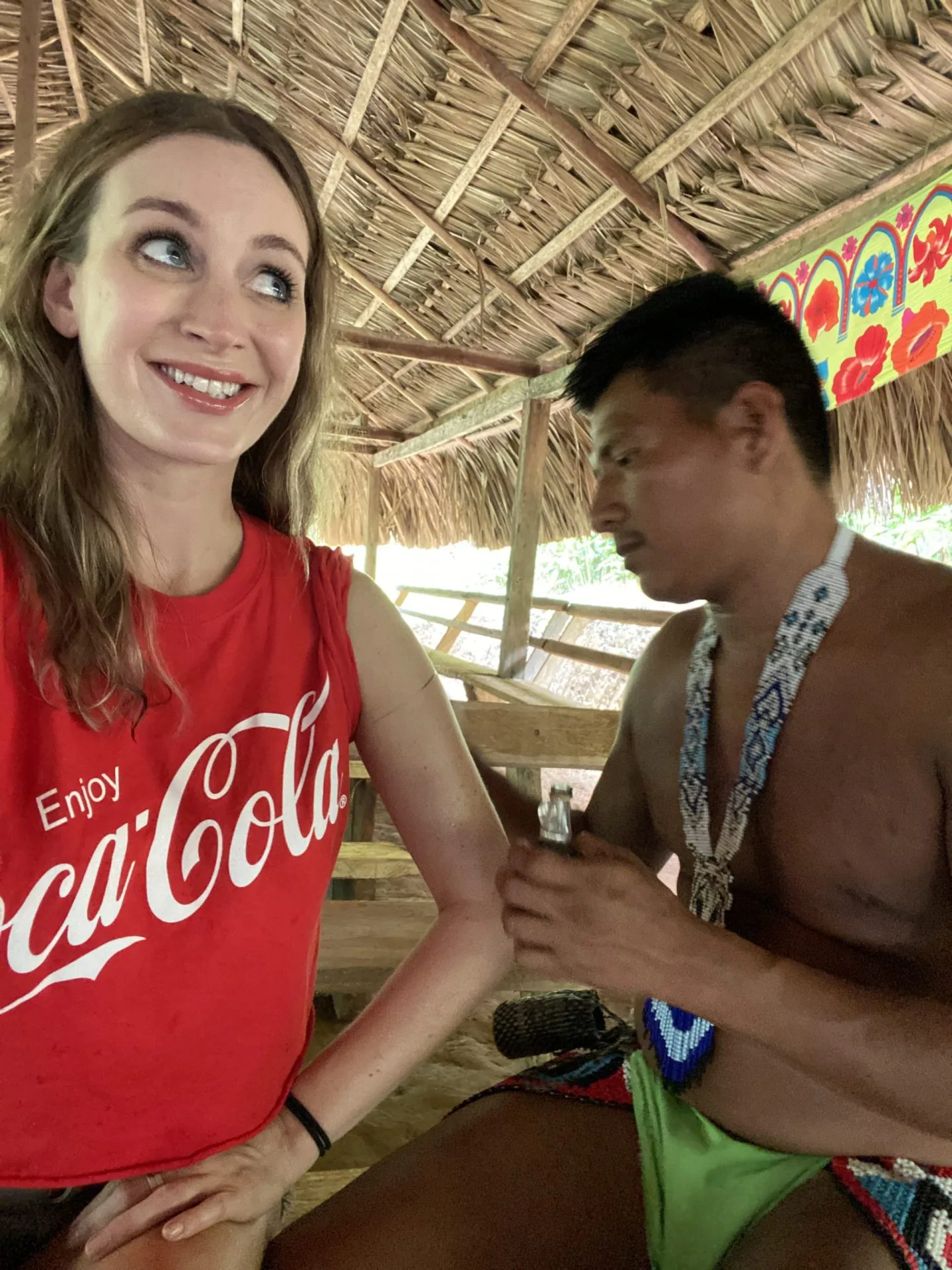 Getting a tribal tattoo in embera village Panama