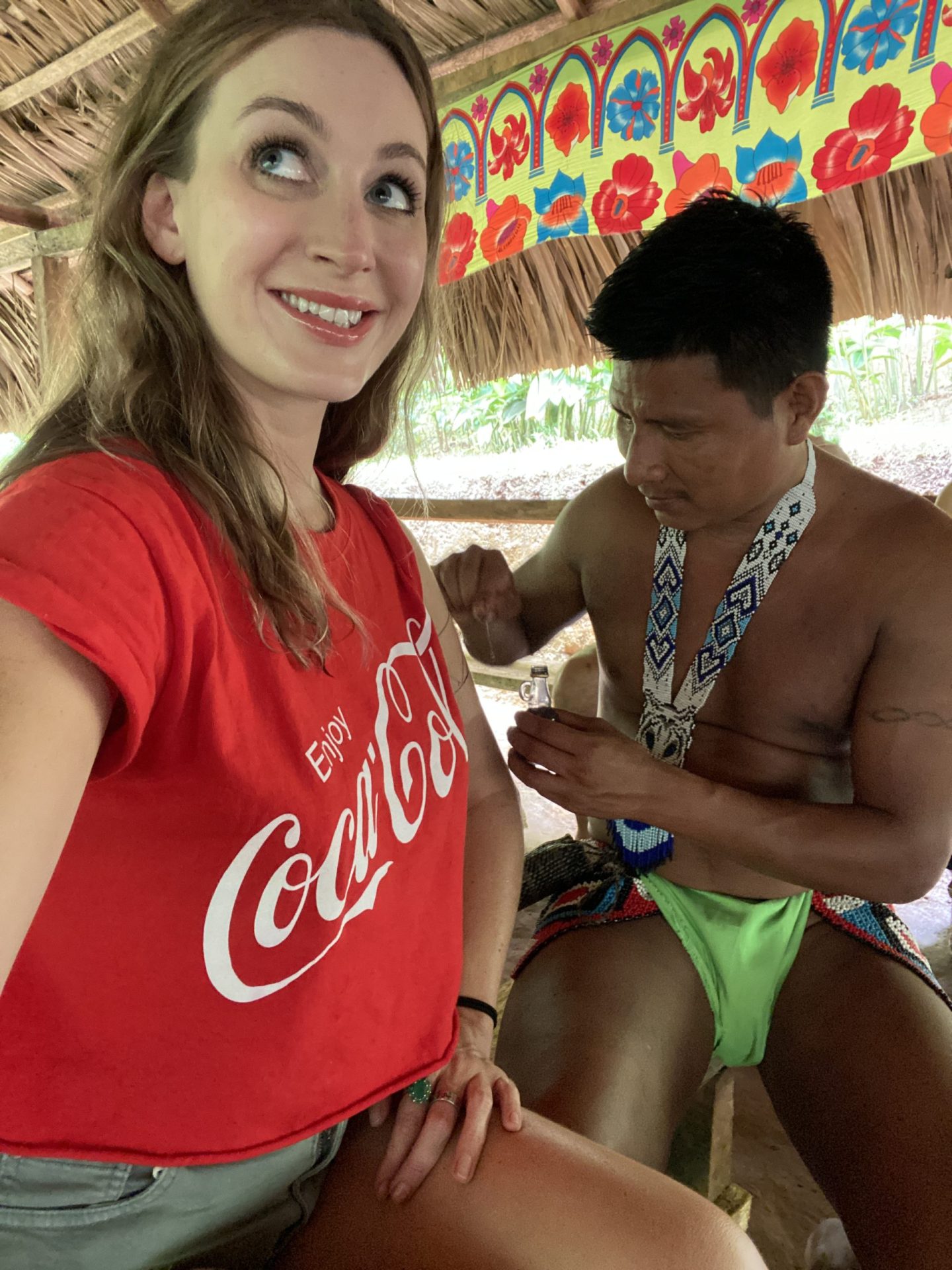 Getting a tribal tattoo in embera village Panama