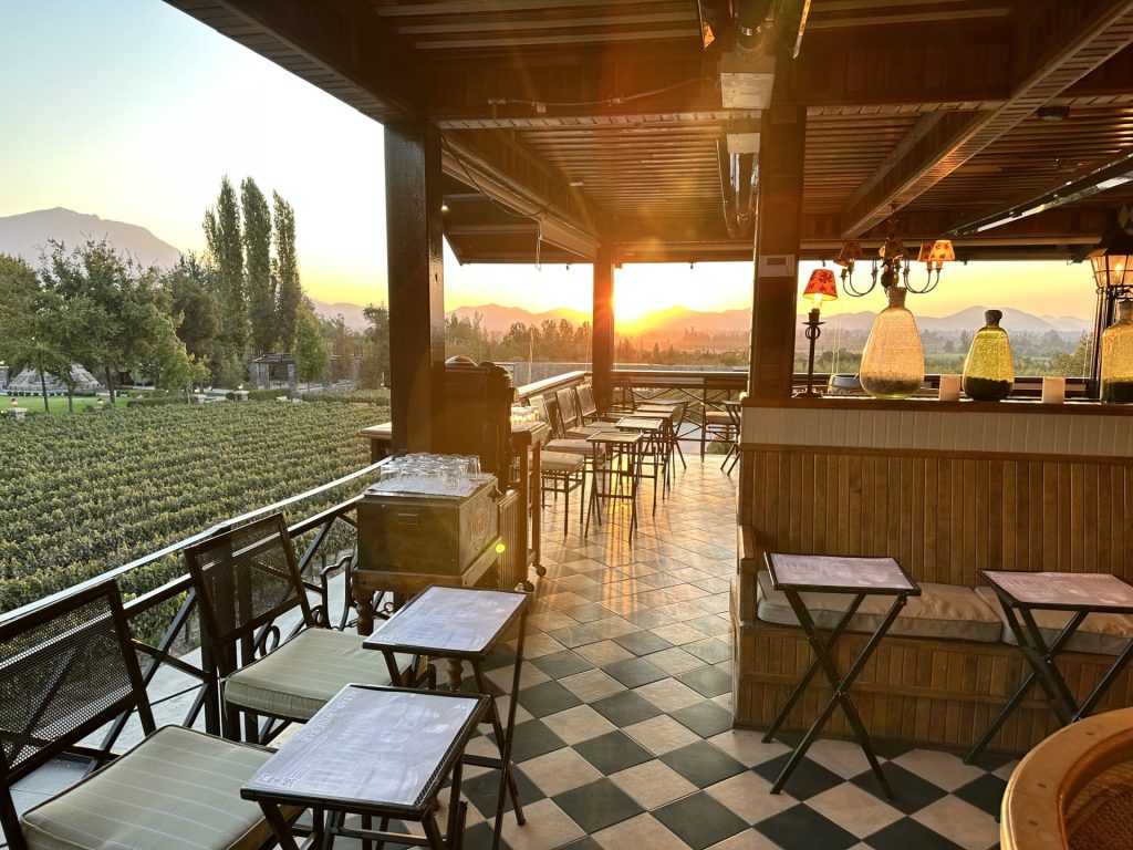 Chilean winery and sunset 