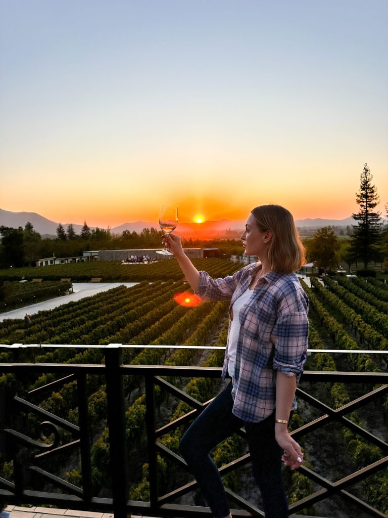Chilean winery and sunset