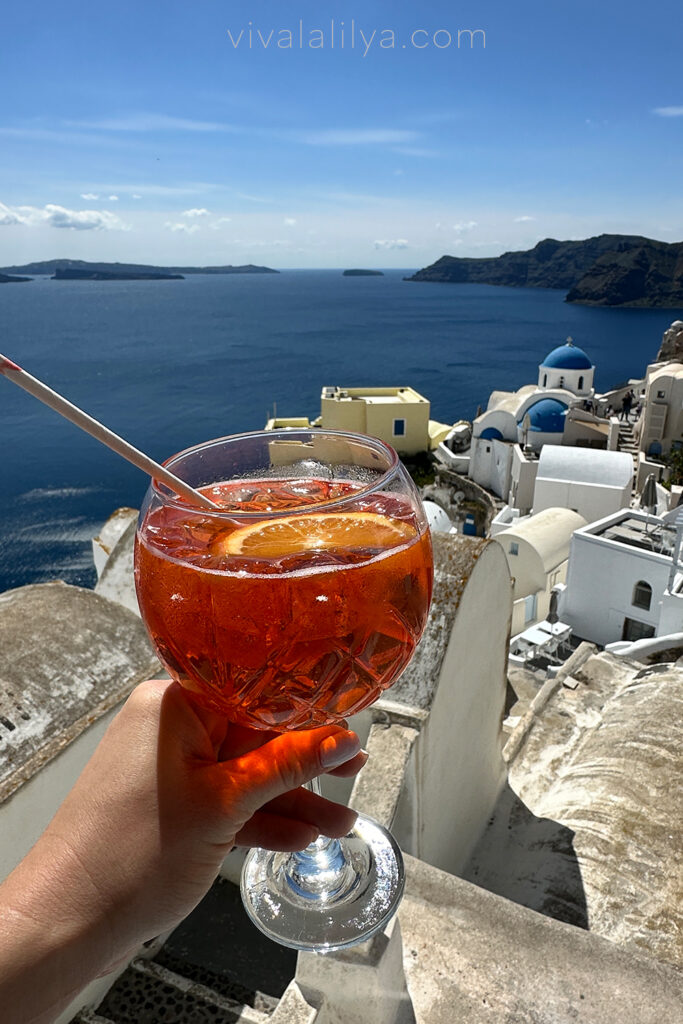 Oia Santorini Aperol with a View