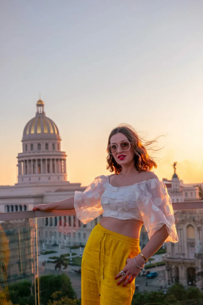 Havana Cuba Rooftop hotel view Capitolio sunset