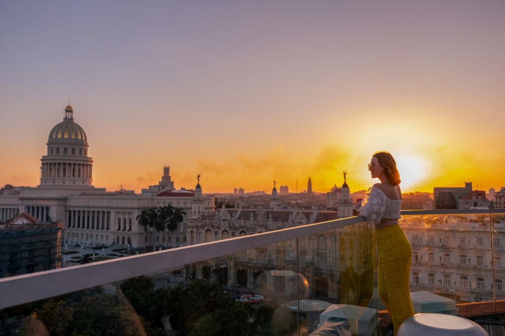 Havana Cuba Rooftop hotel view Capitolio sunset