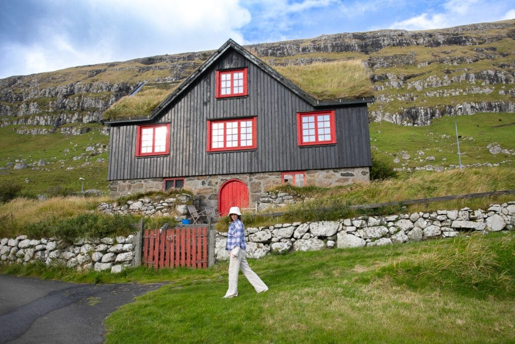 Kirkjubøur Villages with Grass Roof Houses Faroe Islands