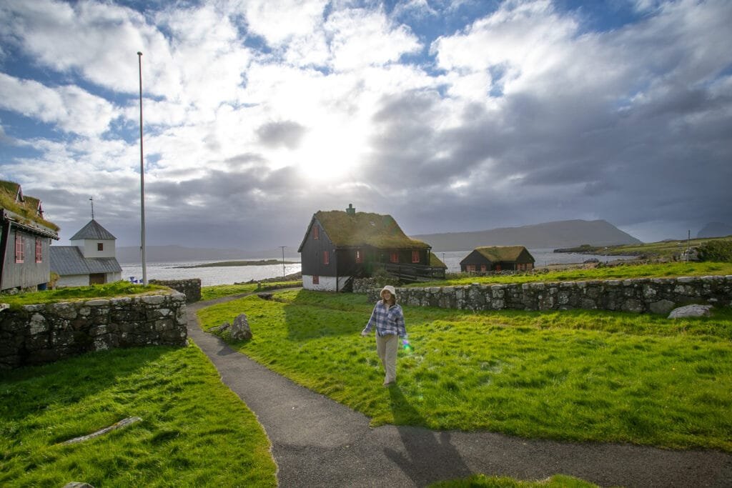 Kirkjubøur Villages with Grass Roof Houses Faroe Islands